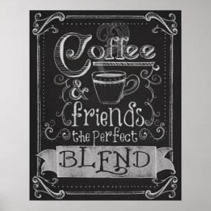 Poster Café et amis Chalk Board Art