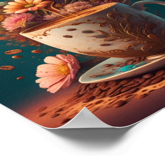 Poster Café et fleurs (Coin)