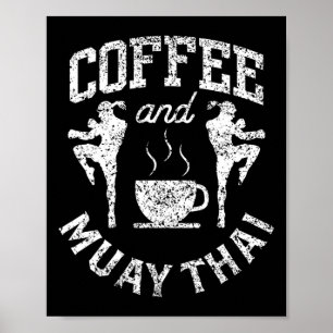 Poster Café et Muay Thai Combattant de loisir Arts martia