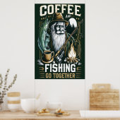 Poster Café Et Pêche Ensemble (Cuisine)