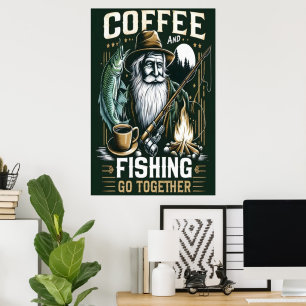 Poster Café Et Pêche Ensemble