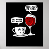 Poster Café Et Vin Elle M'Aime Plus (Devant)