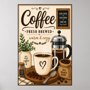 Poster Café fraîchement infusé 16x24