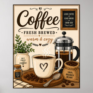 Poster Café fraîchement préparé