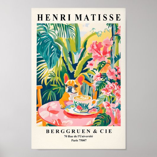 Poster Café Français Bulldog Boisson, Décor Dopamine, Fu (Devant)