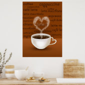 Poster Café ? Fumée en forme de coeur (Cuisine)
