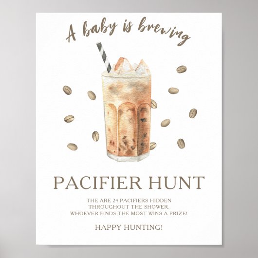 Poster café glacé - pacifier chasse baby shower jeu (Devant)