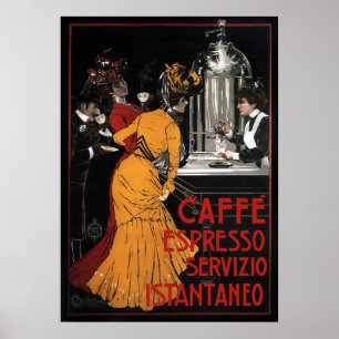 Poster CAFÉ ITALIEN SERVI INSTANTANÉMENT c. 1900