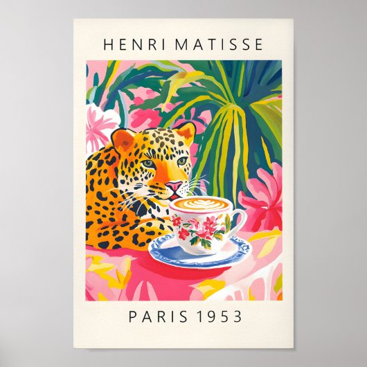 Poster Café Léopard, Imprimé Henri Matisse, Rose (Devant)