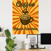 Poster Café Liquide Retro Vintage Soleil (Bureau à domicile)