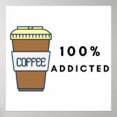 Poster Café Lover Design 100% Addicted Caféine (Devant)