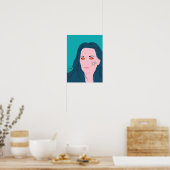 Poster Café Lover Girl Blue cheveux caféine tatouage (Cuisine)