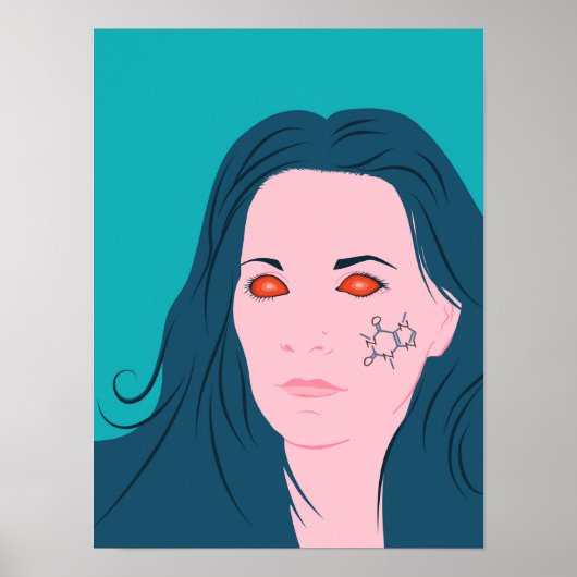 Poster Café Lover Girl Blue cheveux caféine tatouage (Devant)