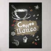 Poster Café Lover Maison de café Blackboard (Devant)