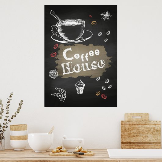 Poster Café Lover Maison de café Blackboard (Cuisine)