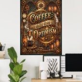 Poster café ma dose quotidienne d'optimisme (Bureau à domicile)