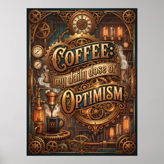 Poster café ma dose quotidienne d'optimisme (Devant)