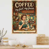 Poster café mon carburant ma concentration mon ami (Cuisine)