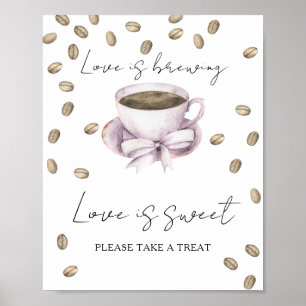 Poster café nuptiale l'amour est doux prendre un régal