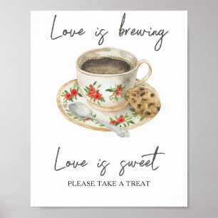 Poster café nuptiale l'amour est doux prendre un régal