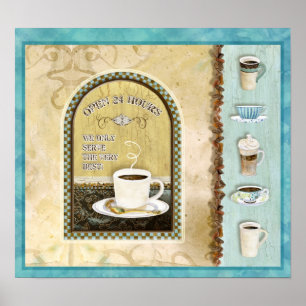 Poster Café Ouvert 24H/24, Audrey Jeanne Roberts