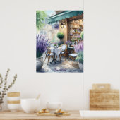 Poster Café Parisien avec Fleurs de Lavande (Cuisine)