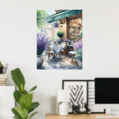 Poster Café Parisien avec Fleurs de Lavande (Bureau à domicile)