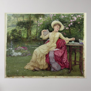 Poster Café potable et lecture dans le jardin (la semaine