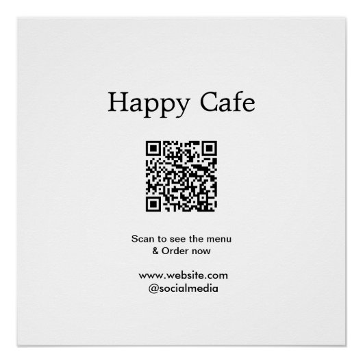 Poster Cafe restaurant scanner pour voir le menu commande (Devant)