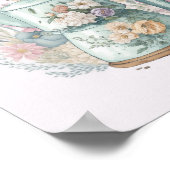 Poster Café rose Floral Kettle Aquarelle Cuisine (Coin)