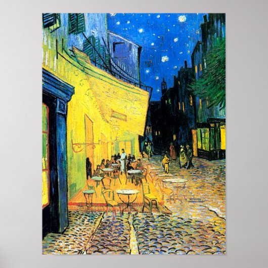 Poster Café Terrace at Night (1888) Vincent Van Gogh Art (Devant)