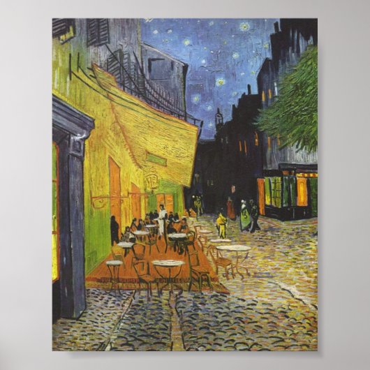 Poster Café Terrasse à la nuit par Van Gogh (Devant)