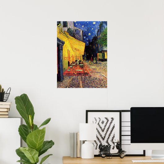Poster Café Terrasse à la nuit par Vincent van Gogh (Bureau à domicile)