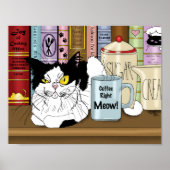 Poster Café Tuxedo Chat amusant (Devant)