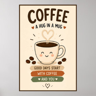 Poster Café Un Câlin Dans Une Tasse 16x24
