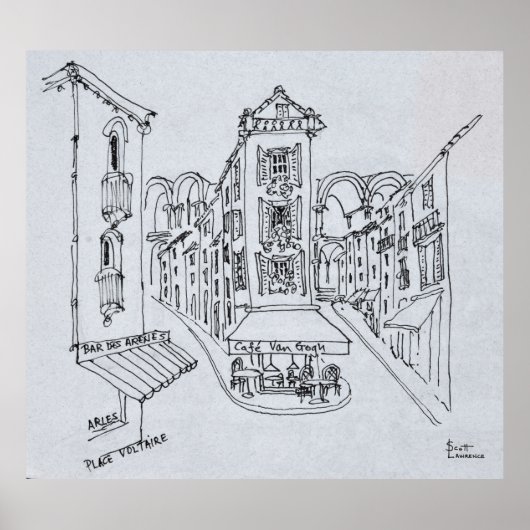 Poster Cafe Van Gogh, Place Voltaire, Arles, France (Devant)