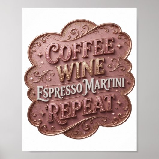 Poster CAFÉ VIN ESPRESSO MARTINI RÉPÉTER Or vibrant (Devant)