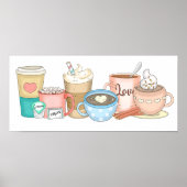 Poster Café Whimsical et cacao chaud à main (Devant)