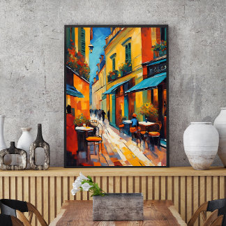 Poster Cafés Colorés et Pavés
