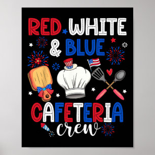 Poster Cafétéria Rouge Blanc Et Bleu Employé Cafétéria