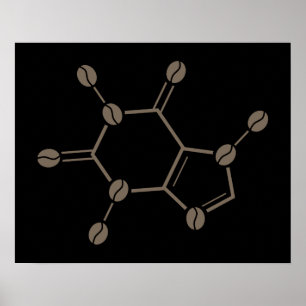 Poster caffeine beans molecule