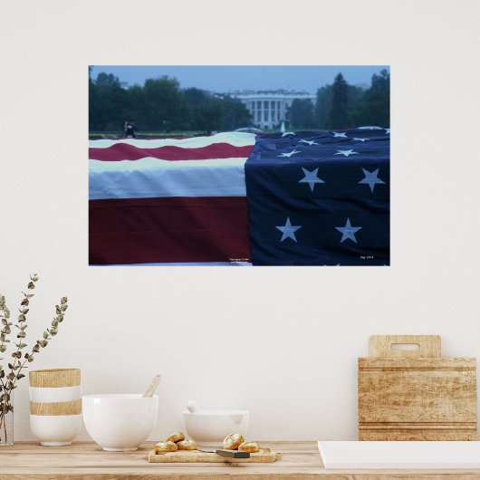 Poster "Cafin" drapé au drapeau et Maison Blanche (Cuisine)