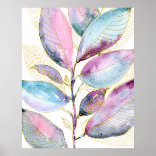 Poster Cahier à spirale de feuilles botaniques à l'aquare