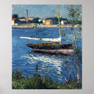 Poster Caillebotte - Bateau amarré sur la Seine