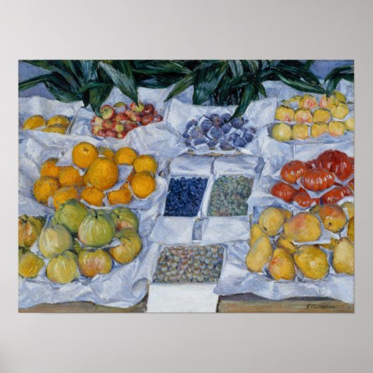 Poster Caillebotte - Fruits disposés sur un présentoir (Devant)