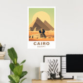 Poster Caire Égypte Pyramides & Sphinx Voyage Art Rétro (Bureau à domicile)