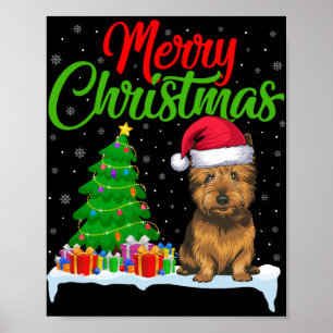 Poster Cairn Terrier Chien Noël Lumières des arbres de No