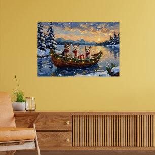 Poster Cairn Terrier Noël Bateau Fêtes