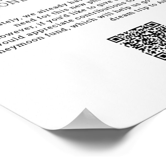 Poster Caisse de lune de miel code QR moderne en espèces (Coin)