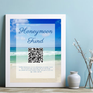 Poster Caisse de Lune de Miel Mariage sur la Plage Vagues